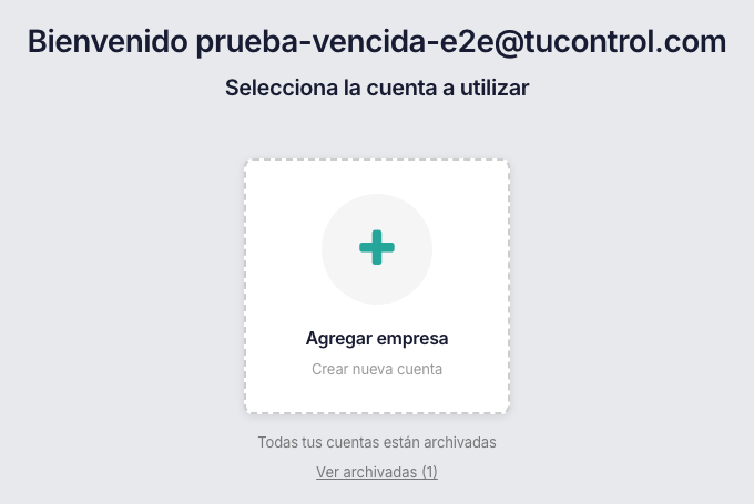 Selector de cuentas con el mensaje Todas tus cuentas están archivadas y el enlace Ver archivadas