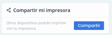 Tarjeta de Compartir mi impresora con botón Compartir